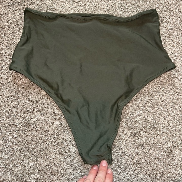 High-Waisted Olive Green Swim Bottoms - Picture 4 of 6